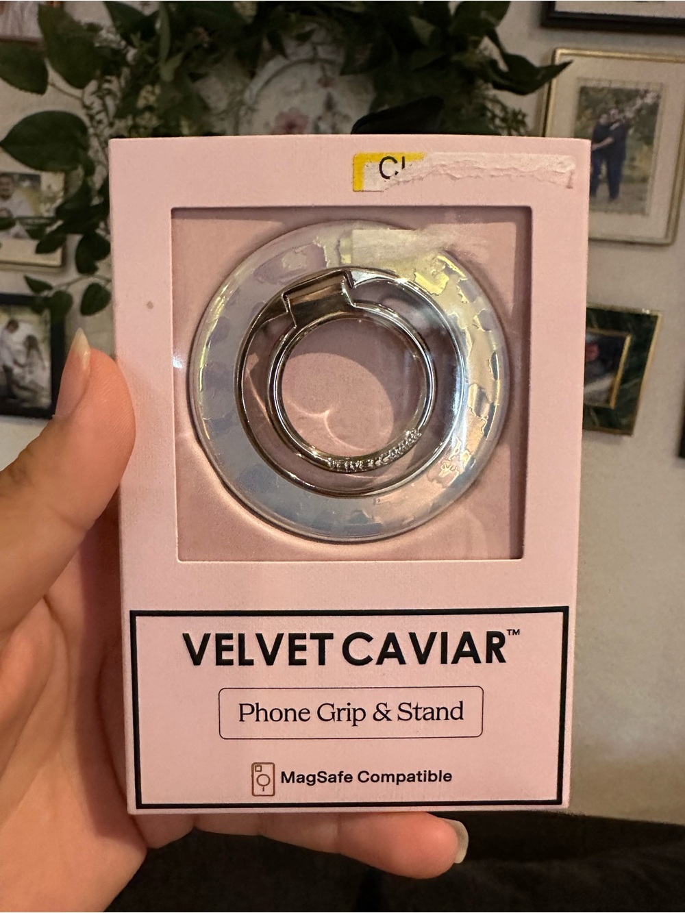 Velvet Caviar Pink Phone Grip & Stand with Silver Ring